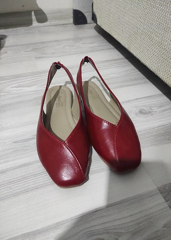 Diğer Kirmizi Deri Slingback Kadin Ayakkabi