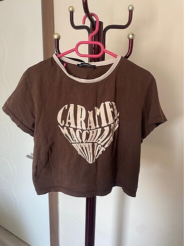 l Beden kahverengi Renk Tshirt, crop