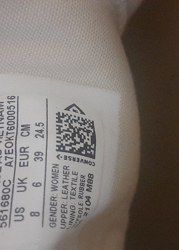 39 Beden beyaz Renk converse deri sneaker