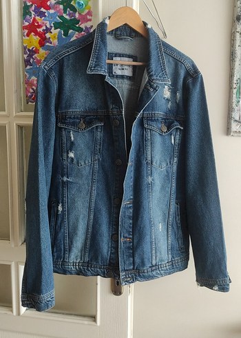 DeFacto XL -XXL uyumlu mavi erkek kot mont sıfır şeklinde