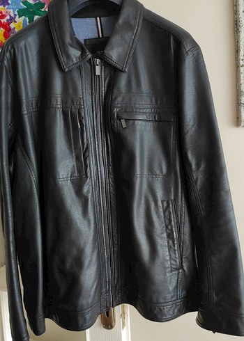 XXXL Waikiki Siyah Erkek Deri Biker Ceket sıfır gibi