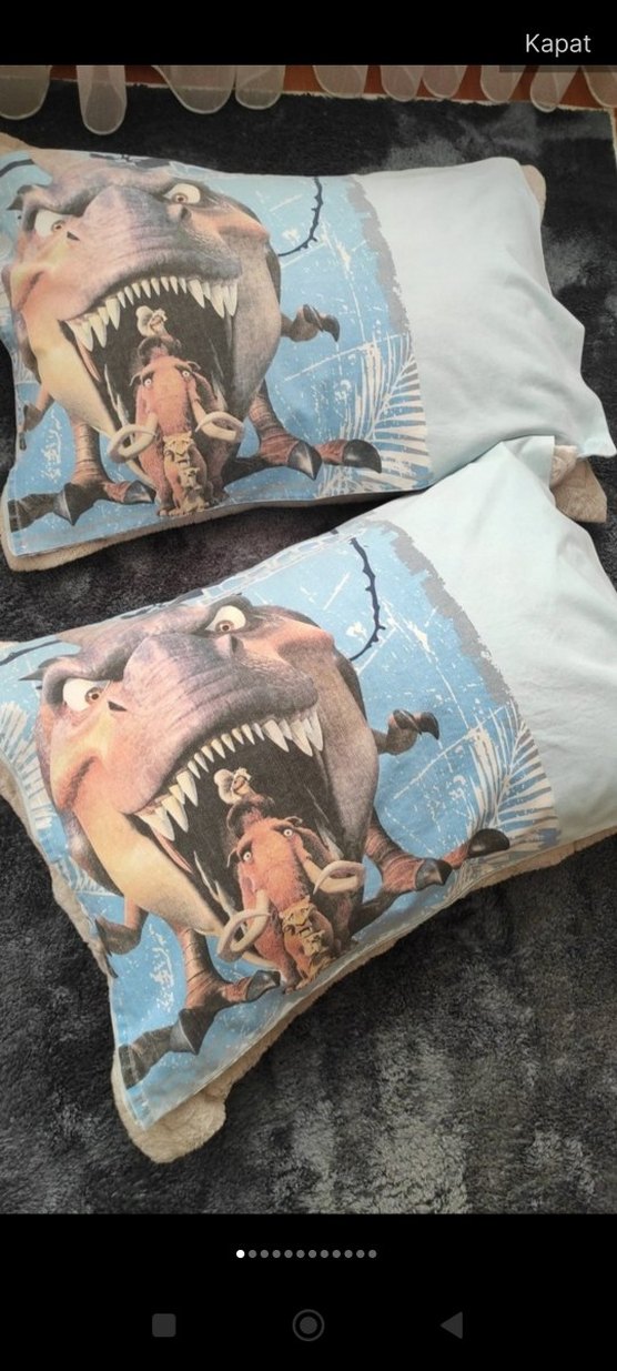 Baskılı Gri Dinozor Desenli Yastık - Görsel 3