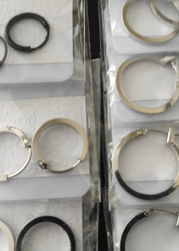 Siyah Ve Gümüş Rengi Kadın Küpeler 13 Çift - Görsel 6