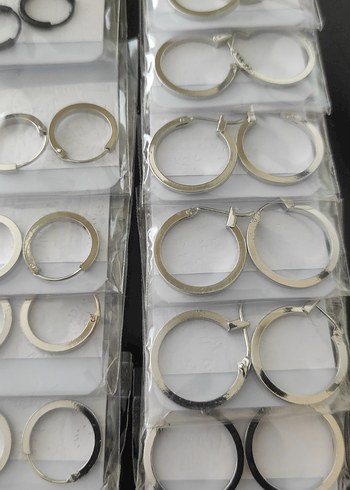 Siyah Ve Gümüş Rengi Kadın Küpeler 13 Çift - Görsel 2