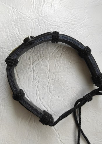 Altın Renkli Kafatası Detaylı Erkek Deri Bileklik - Görsel 4