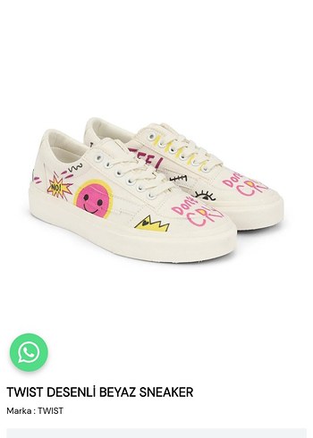 36 numara TWIST Beyaz Baskılı Kadın Sneakers Sıfır Ayarında - Görsel 2