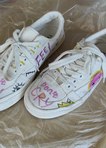 36 numara TWIST Beyaz Baskılı Kadın Sneakers Sıfır Ayarında - Görsel 4