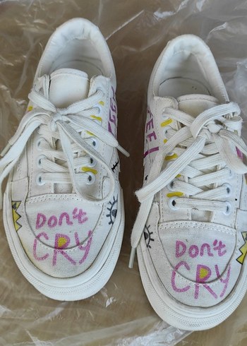 36 numara TWIST Beyaz Baskılı Kadın Sneakers Sıfır Ayarında - Görsel 3