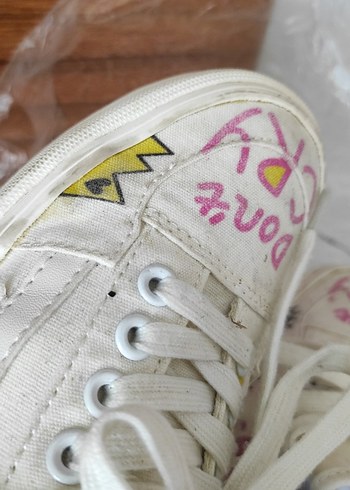 36 numara TWIST Beyaz Baskılı Kadın Sneakers Sıfır Ayarında - Görsel 13