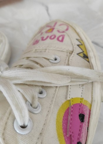 36 numara TWIST Beyaz Baskılı Kadın Sneakers Sıfır Ayarında - Görsel 12