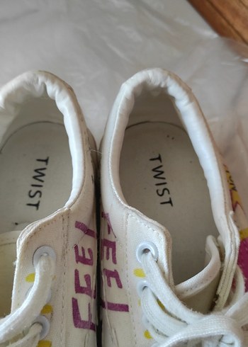 36 numara TWIST Beyaz Baskılı Kadın Sneakers Sıfır Ayarında - Görsel 6
