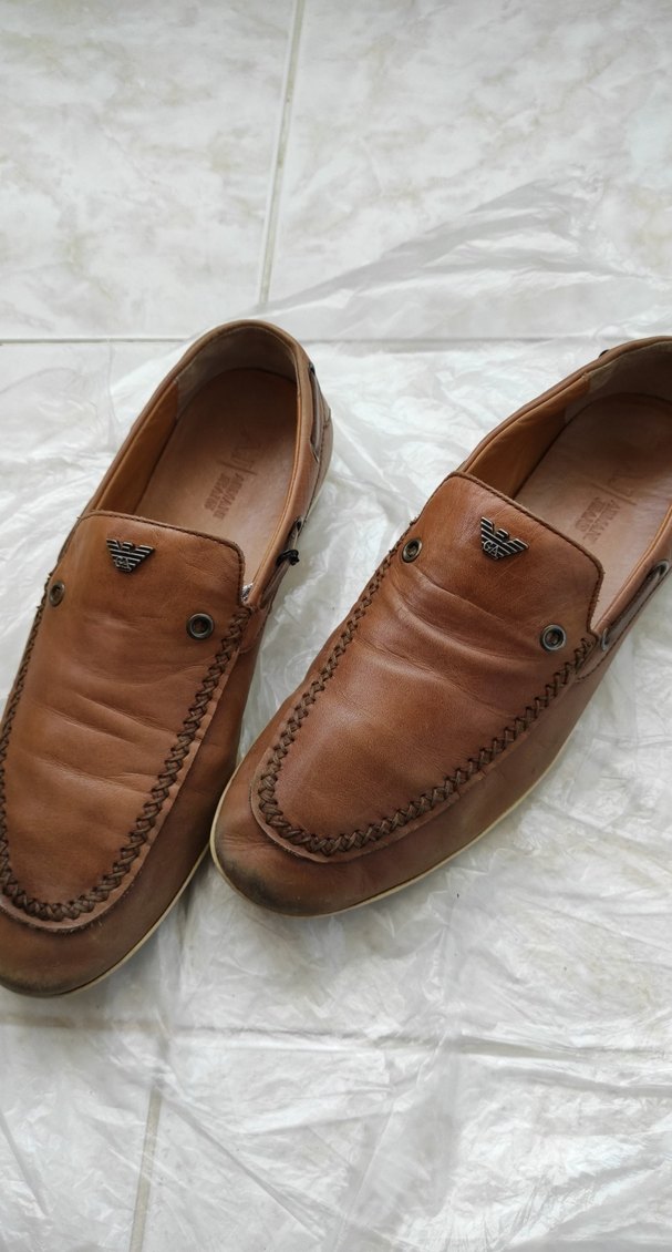 40 numara ARMANİ Kahverengi Deri Erkek Klasik Ayakkabı Tertemiz - Görsel 3