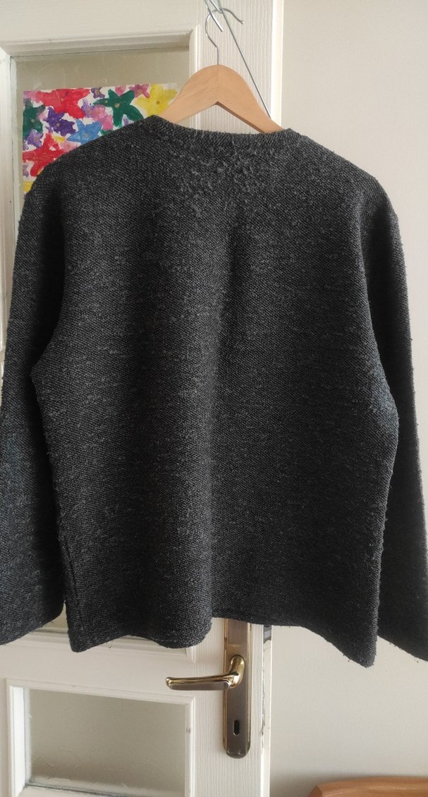 L-XL uyumlu Gri Buklet Örgü Yün Erkek Kazak - Görsel 3