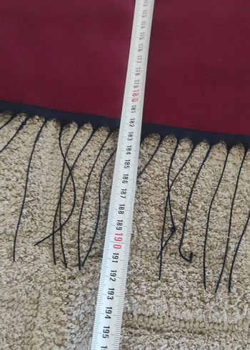 Bordo Kadın Şal - İpek Dokulu, Püsküllü - Görsel 4