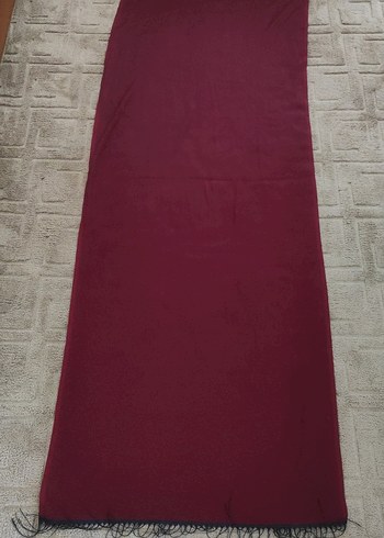 Bordo Kadın Şal - İpek Dokulu, Püsküllü - Görsel 2