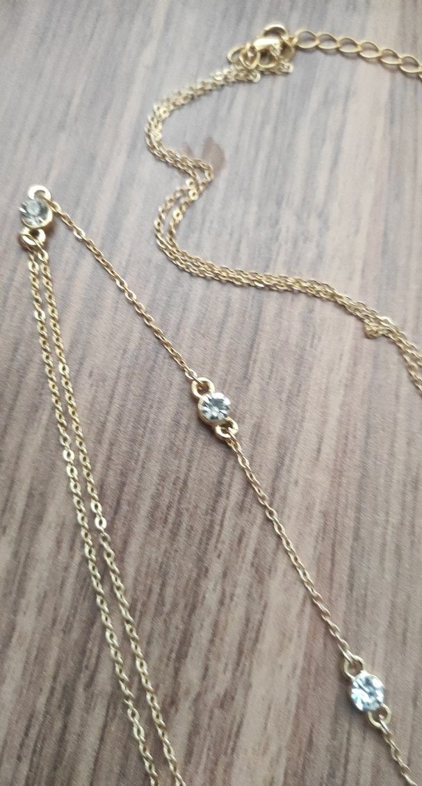 altın renkli tektaş detaylı vücut kolyesi sıfır ürün etiketi yok - Görsel 2