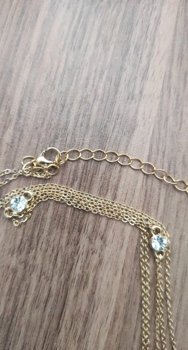 altın renkli tektaş detaylı vücut kolyesi sıfır ürün etiketi yok - Görsel 5