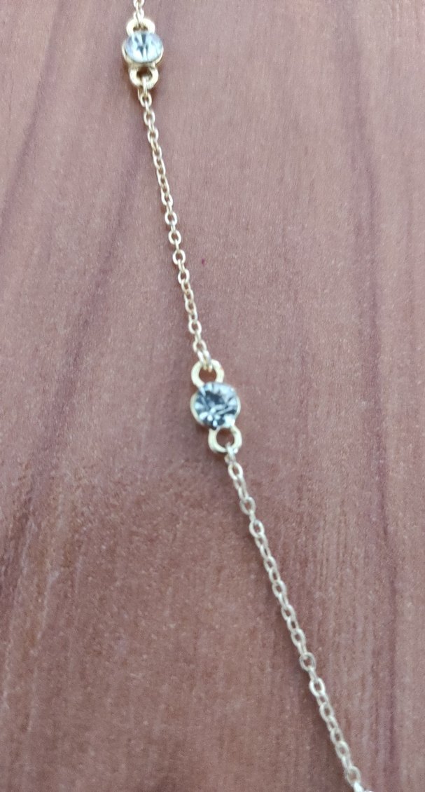 sıfır vücut kolyesi altın rengi taşlı çok şık yeni taşla parlak - Görsel 3