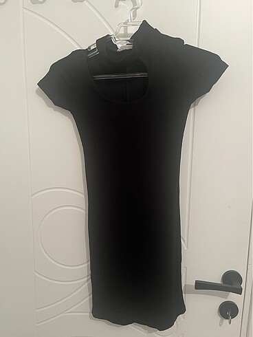 Mango siyah likralı günlük elbise