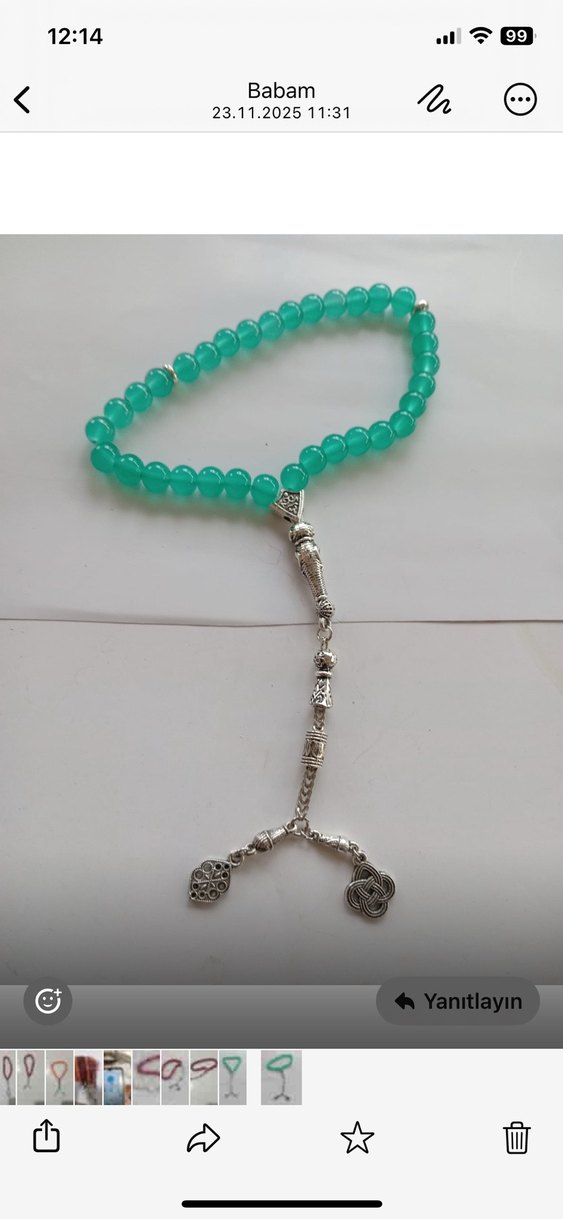 Yeşil Parlak Bohem Erkek Tesbihi - Görsel 2