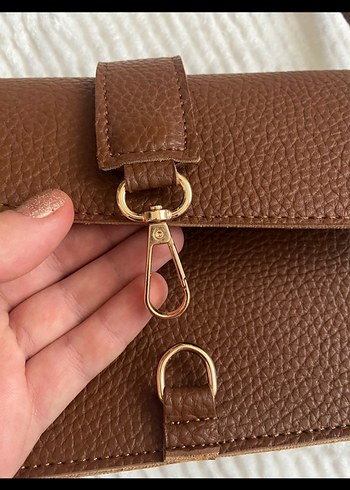 Kahverengi Deri Kadın Çanta koton - Görsel 3