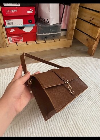 Kahverengi Deri Kadın Çanta koton - Görsel 2