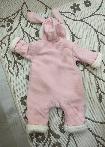 Pembe Kapüşonlu Kürklü Bebek Tulumu - Görsel 5