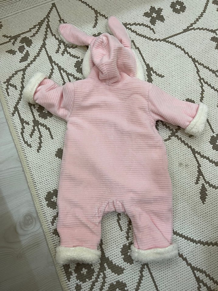 Pembe Kapüşonlu Kürklü Bebek Tulumu - Görsel 5