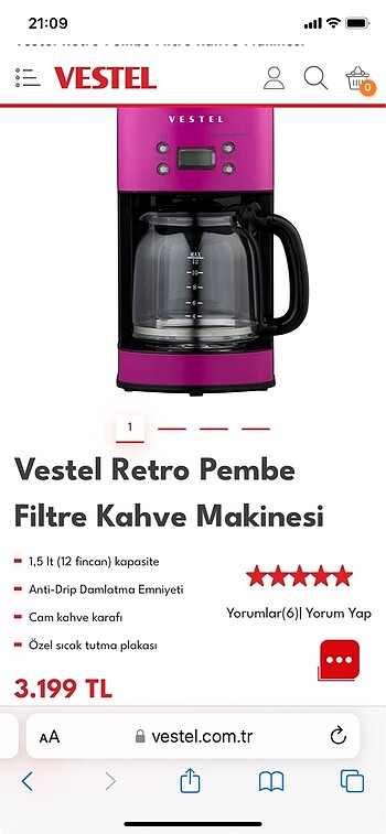 Vestel Filtre kahve makinası