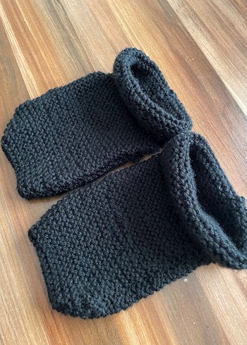 Bayan Siyah Örgü Bot Çorap - Görsel 2