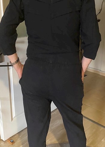 Siyah Kadın Denim Uzun Tulum - Görsel 9