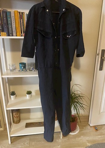 Siyah Kadın Denim Uzun Tulum - Görsel 13