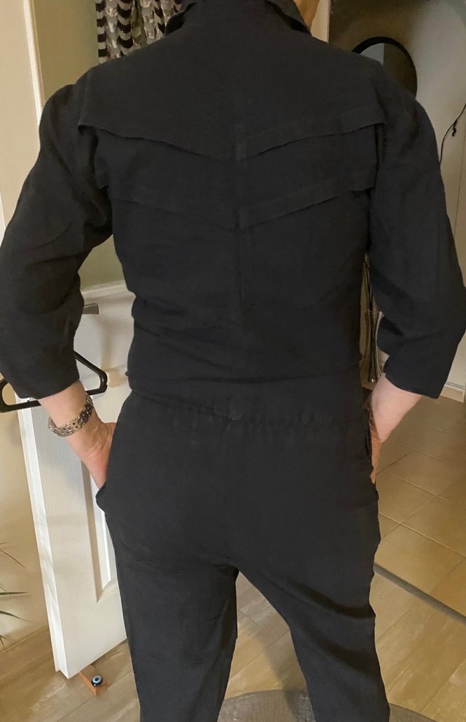 Siyah Kadın Denim Uzun Tulum - Görsel 2