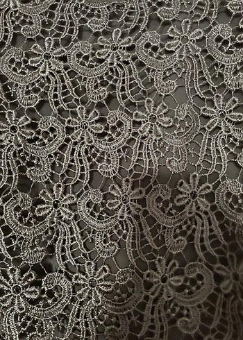 Dantel Detaylı Siyah Midi Elbise - Görsel 2