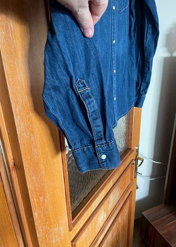 Düğmeli Mavi Denim Kadın Gömlek - Görsel 8