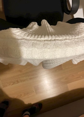 Beyaz Örgü Boğazlı Kadın Kazak - Görsel 6