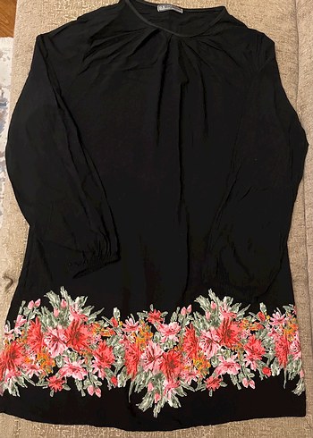 Çiçek Desenli Siyah Uzun Kollu Bluz - Görsel 5