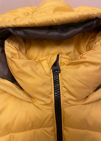 Sarı Kapüşonlu Fermuarlı Kışlık Kadın Mont - Görsel 4