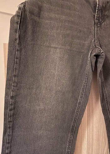 Gri Bol Kesim Midi Kadın Kot Pantolon - Görsel 2