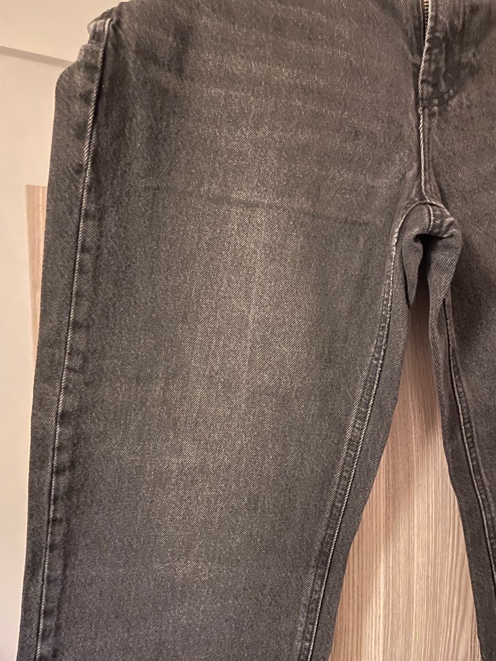 Gri Bol Kesim Midi Kadın Kot Pantolon - Görsel 2