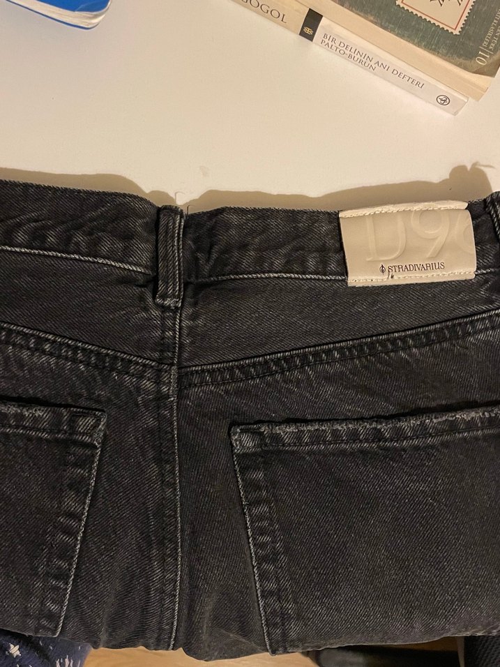 Gri Bol Kesim Midi Kadın Kot Pantolon - Görsel 4