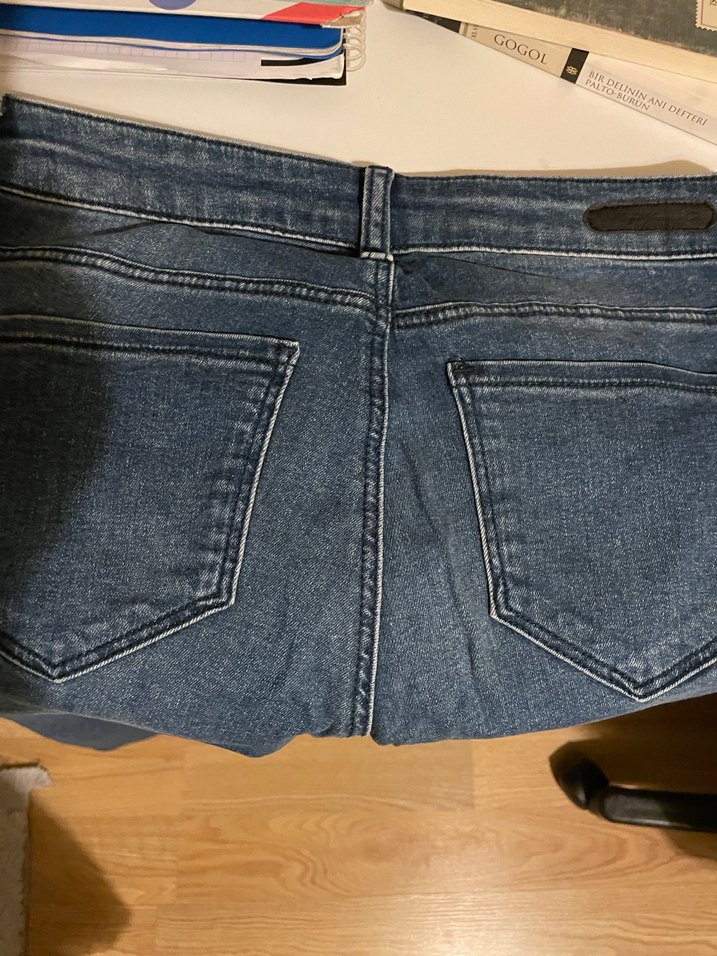 Zarif Gri Mavi Kadın Denim Pantolon - Görsel 3