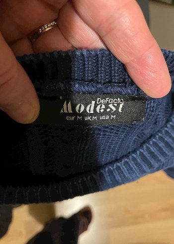 Mavi Örgü Kadın Kazak, Balıkçı Yaka, Uzun Kollu - Görsel 3