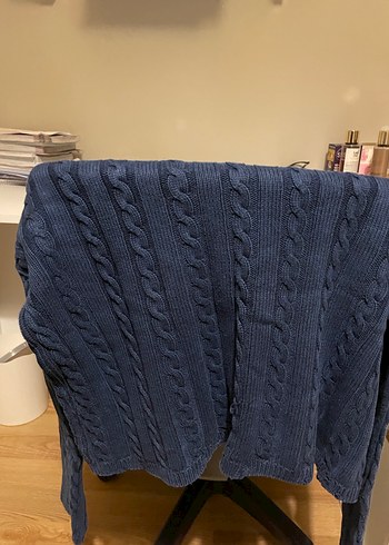 Mavi Örgü Kadın Kazak, Balıkçı Yaka, Uzun Kollu - Görsel 2