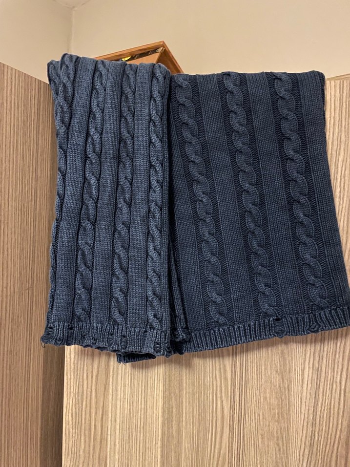 Mavi Örgü Kadın Kazak, Balıkçı Yaka, Uzun Kollu - Görsel 4