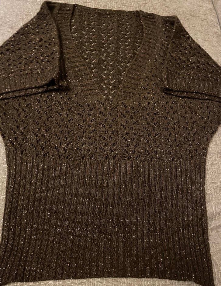 Kadın Kahverengi V Yakalı Örgü Kazak - Görsel 4