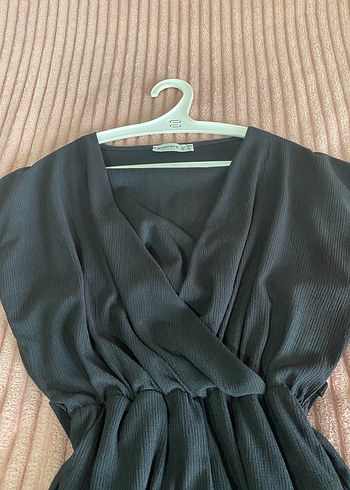 Siyah V Yaka Keten Uzun Tulum - Görsel 2