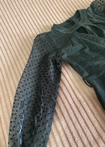 Kadın Siyah Uzun Kollu Straplez Tulum - Görsel 3