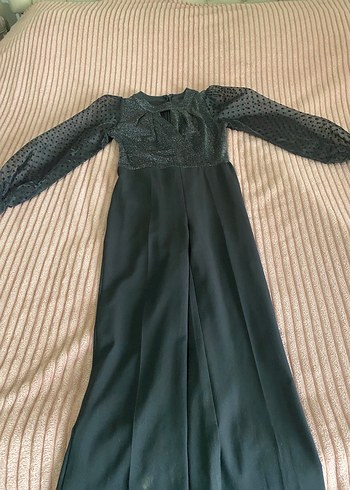 Kadın Siyah Uzun Kollu Straplez Tulum - Görsel 2