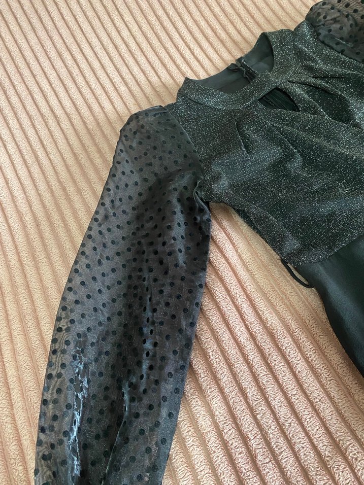 Kadın Siyah Uzun Kollu Straplez Tulum - Görsel 3